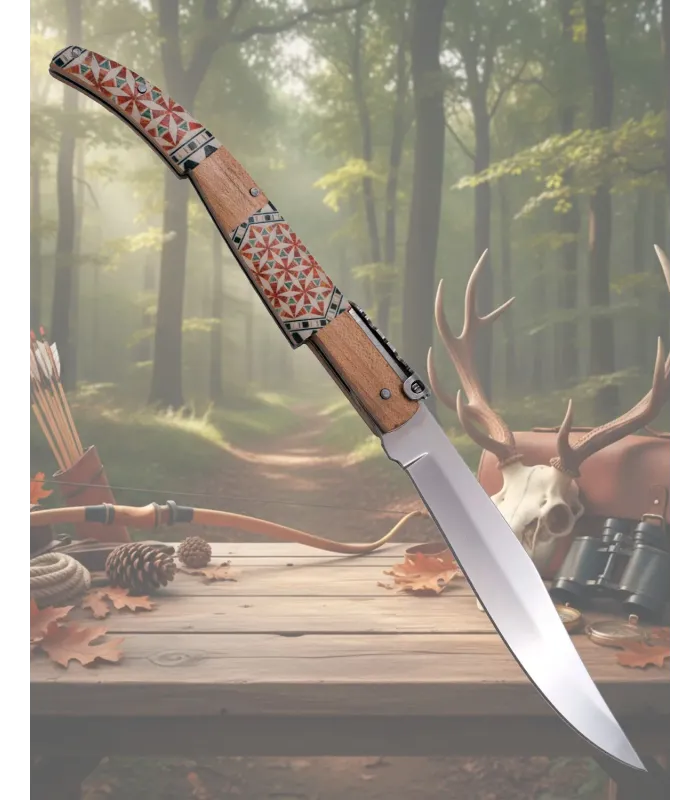 Canivete carraca taraceada Terceiro da série Madeira Carvalho (24 cm.) ⚔️