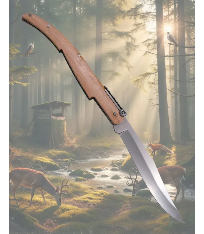 Canivete de catraca Third da série Madeira Carvalho (28,5 cm.) ⚔️