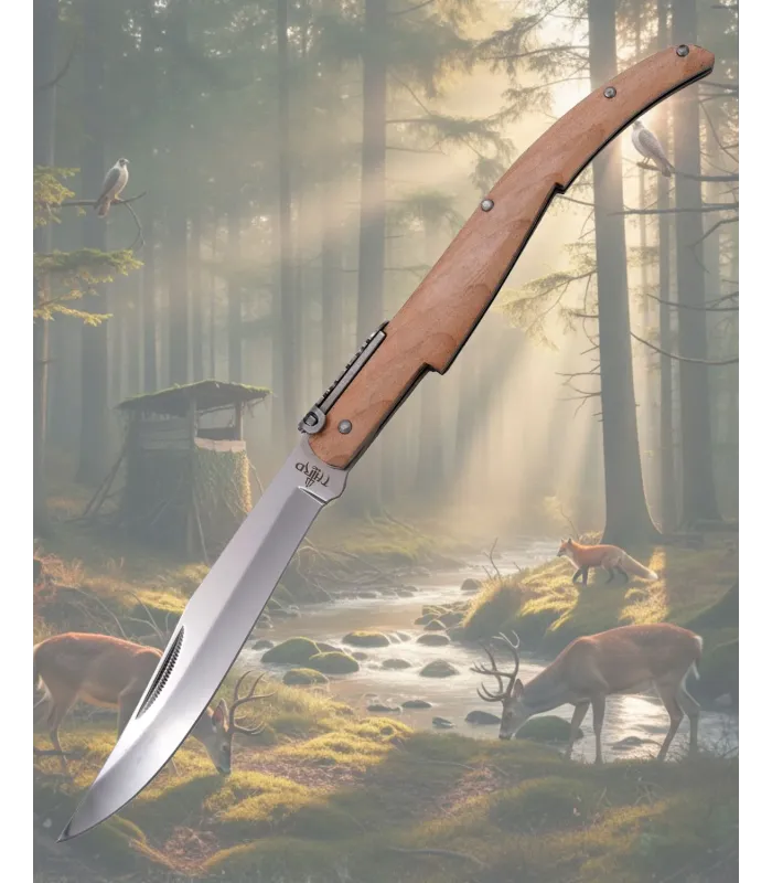 Canivete de catraca Third da série Madeira Carvalho (28,5 cm.) ⚔️