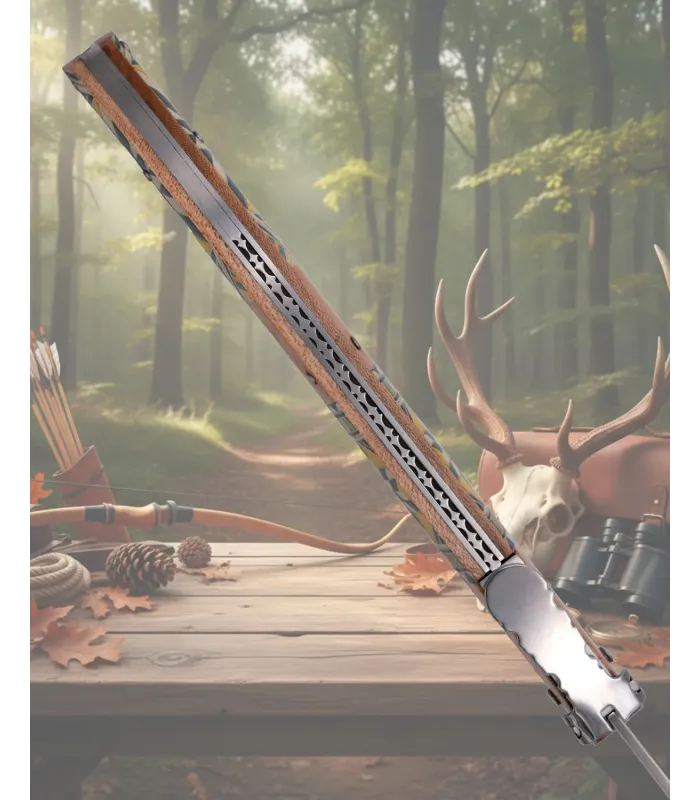 Navaja de carraca Third decorada de la serie Madera Arce (28,5 cm.) ⚔️