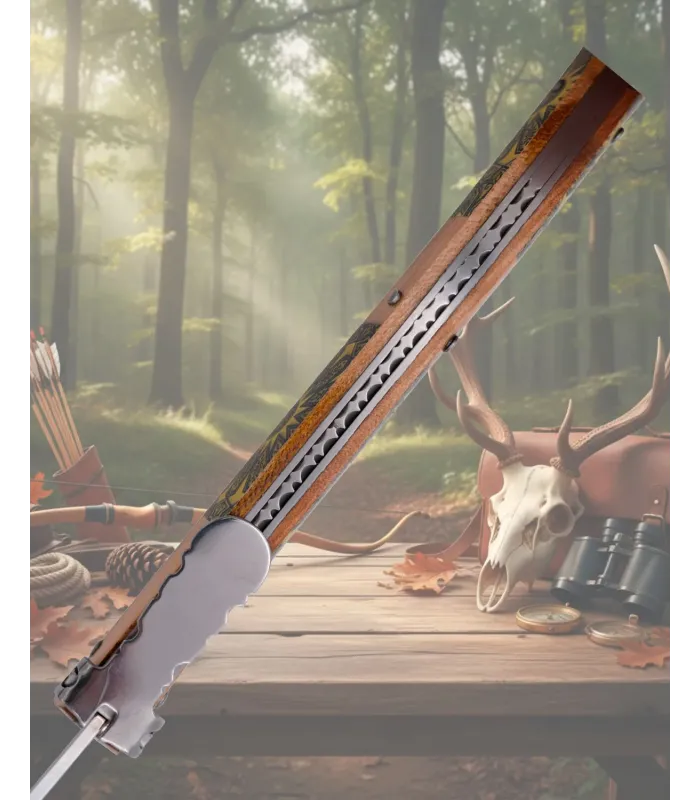 Navaja carraca Third mango decorado damasquino, serie Madera Arce ⚔️