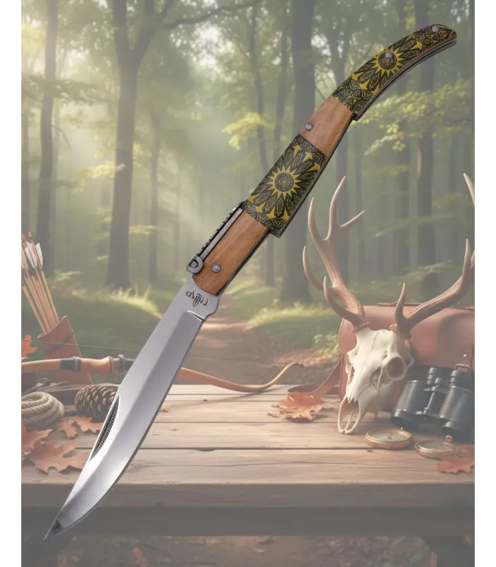 Navaja carraca Third mango decorado damasquino, serie Madera Arce ⚔️