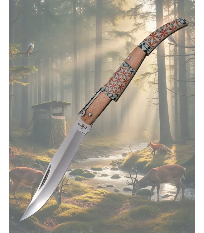Navaja carraca Third mango decorado taracea, serie Madera Arce ⚔️