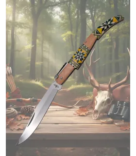 Third ratchet knife with handle in marquetry series Maple Wood ⚔️