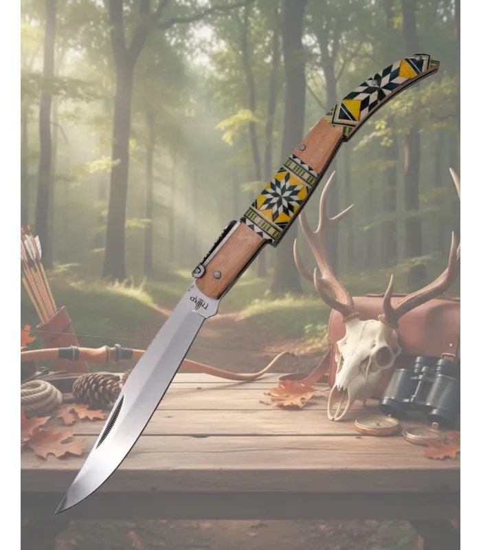 Canivete de manivela Third empunhadura taracea série Mapple Wood ⚔️