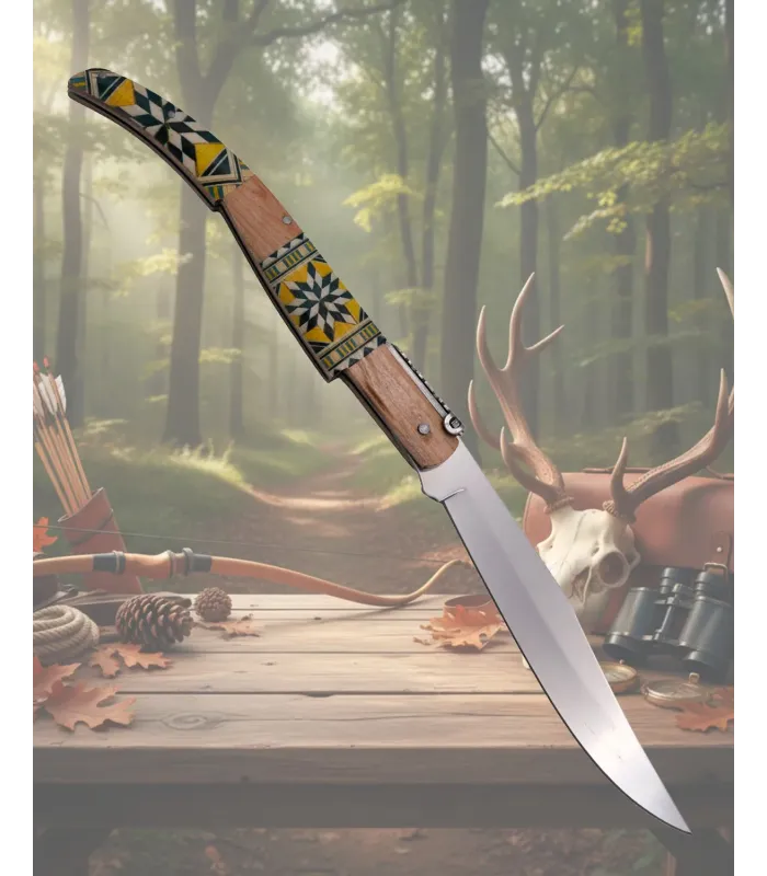 Canivete de manivela Third empunhadura taracea série Mapple Wood ⚔️