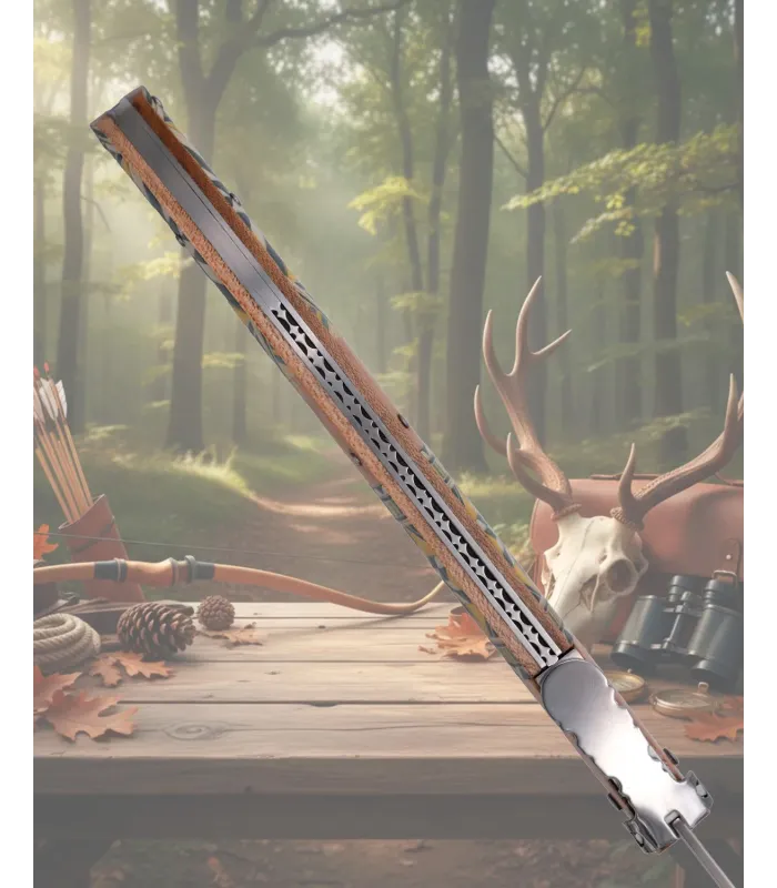 Canivete de manivela Third empunhadura taracea série Mapple Wood ⚔️