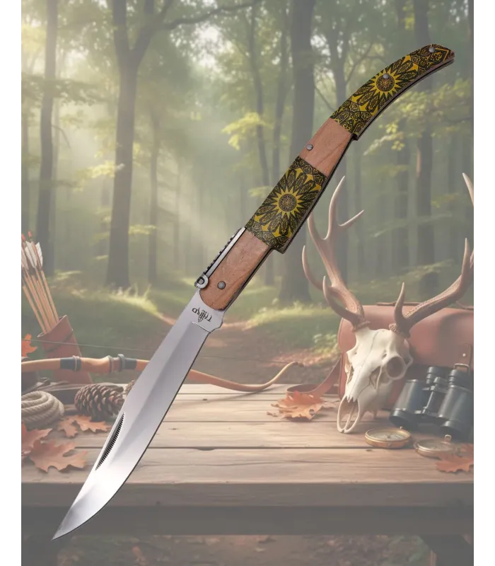 Canivete carraca Terceiro empunhadura imitação de damasco série Mapple Wood ⚔️