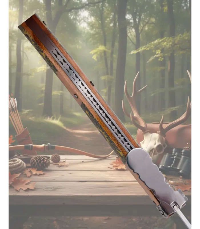 Canivete carraca Terceiro empunhadura imitação de damasco série Mapple Wood ⚔️