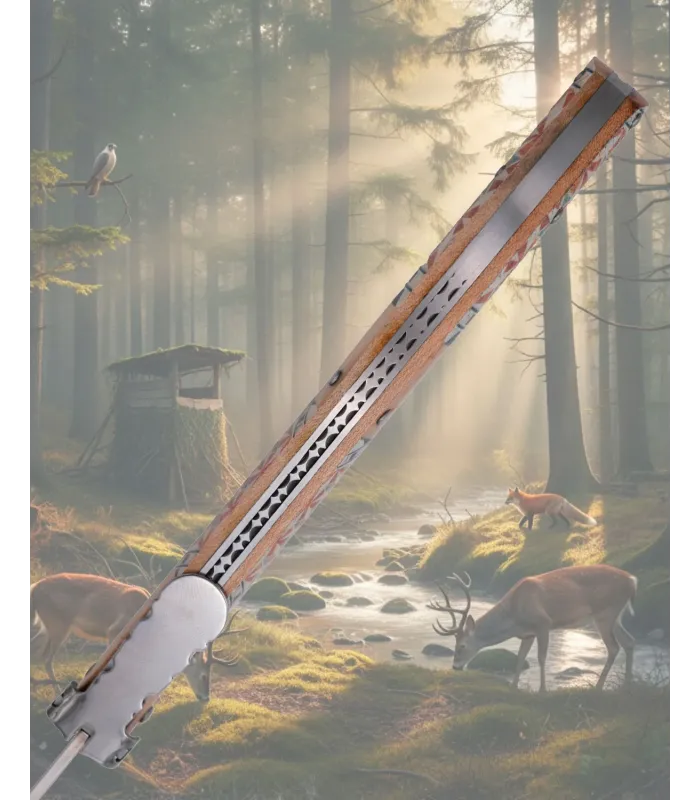 Navaja carraca Third håndtag efterligning af intarsia serie Mapple Wood ⚔️
