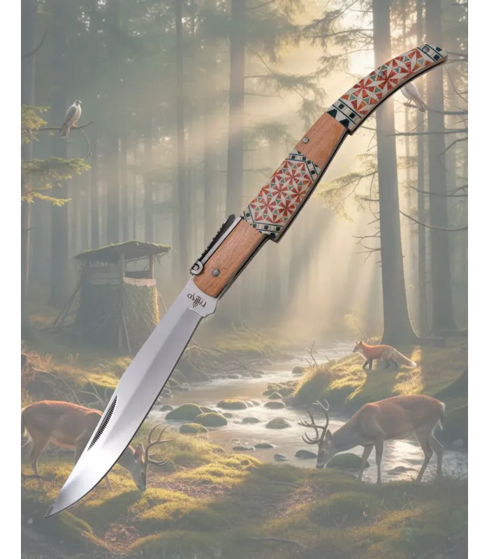 Navaja carraca Third håndtag efterligning af intarsia serie Mapple Wood ⚔️