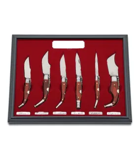 Cuadro de colección con 6 navajas empuñadura stamina roja ⚔️