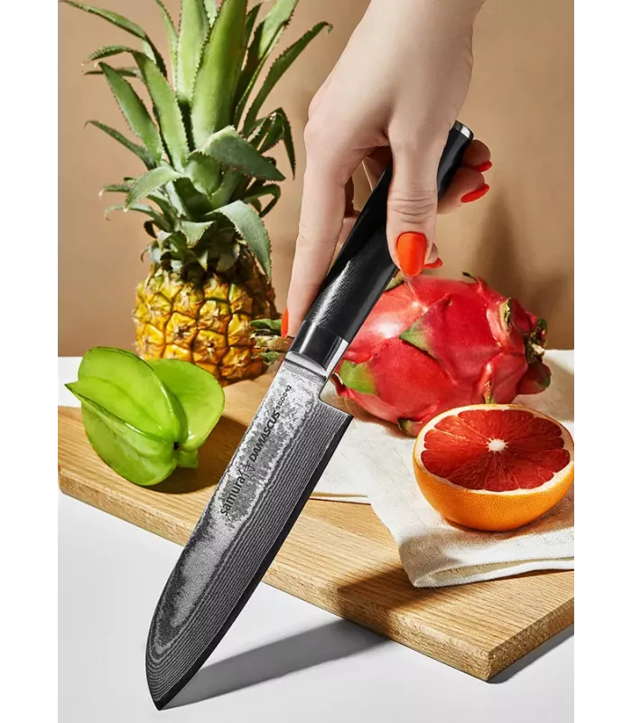 Cuchillo Santoku Samura serie Damasco, hoja 150 mm. ⚔️