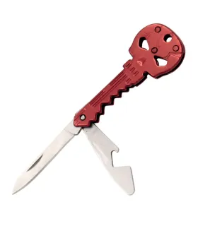 Nøglering Skulderhoved, Lommeregner og Flaskeåbner Rød ⚔️