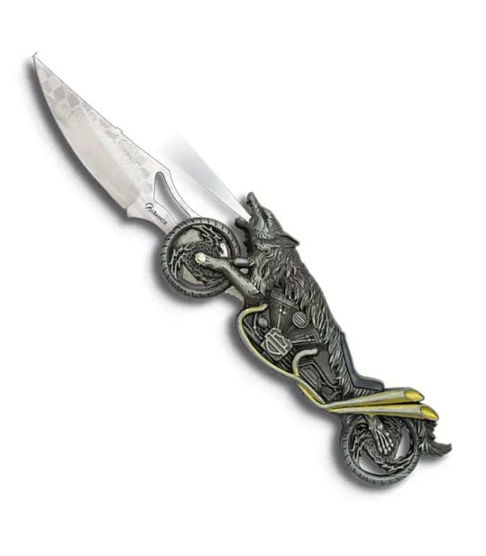 Navaja modelo moto lobo con linterna (21,7 cm.) ⚔️