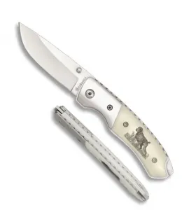 Albainox kniv med jagthunde-design (16 cm). ⚔️