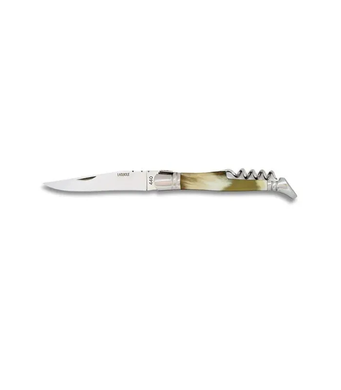 Albainox Laguiole kniv med proptrækker i ægte horn (19,3 cm) ⚔️