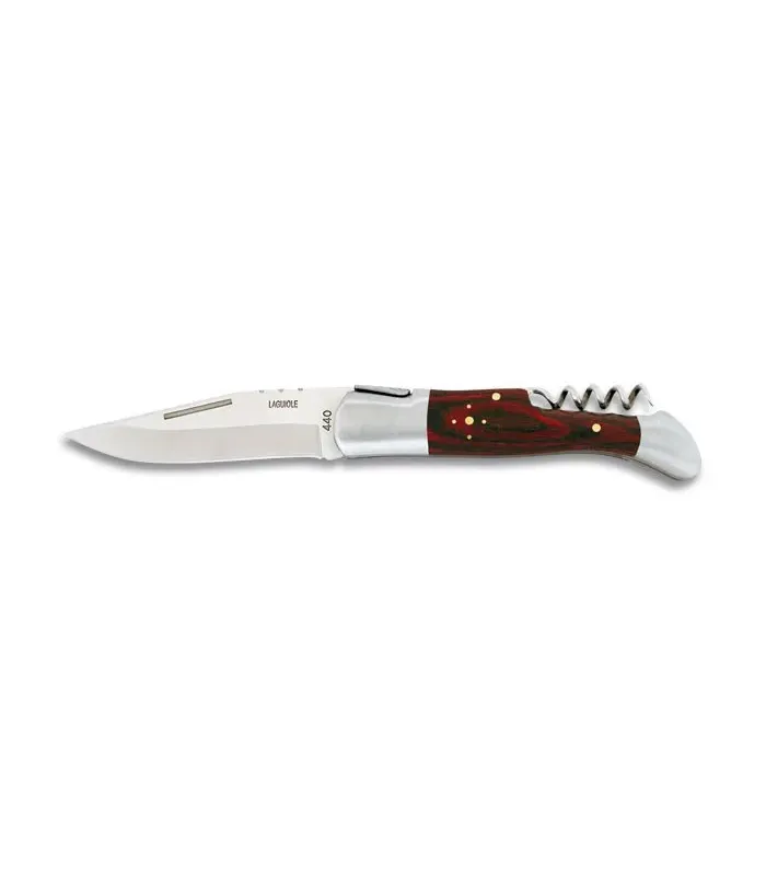 Couteau Albainox type Laguiole avec tire-bouchon mikarta rouge (21,6 cm) ⚔️