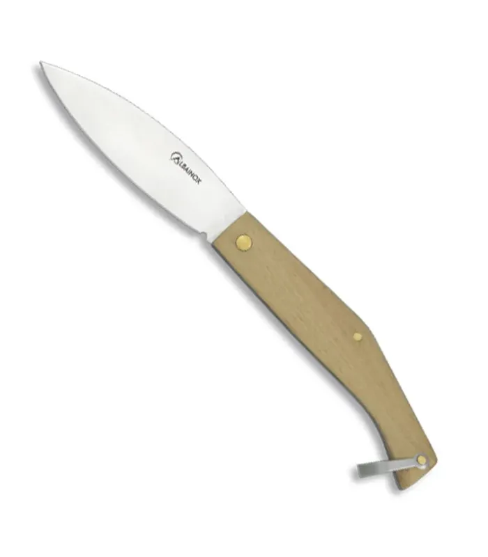 Albainox kniv med træhåndtag og ring (21,8 cm) ⚔️