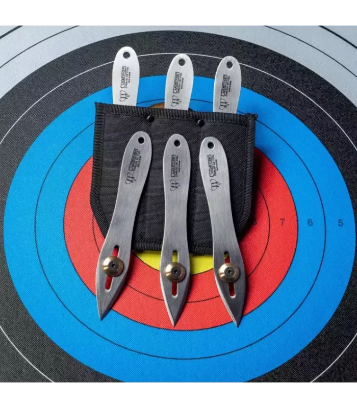 Sæt med 3 kasteknive med 1 vægt og etui ⚔️