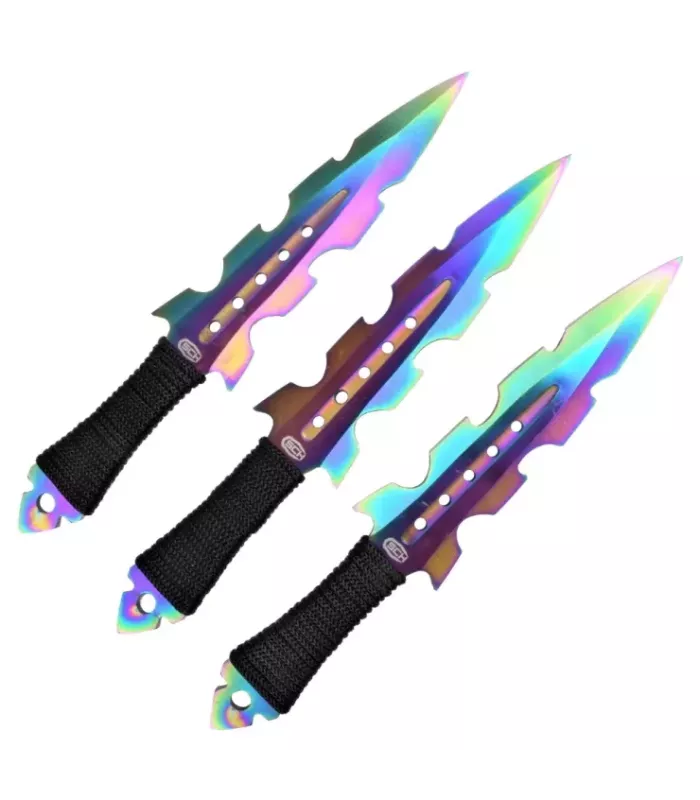 Conjunto de 3 lançadores Rainbow, com capa (19 cm). ⚔️
