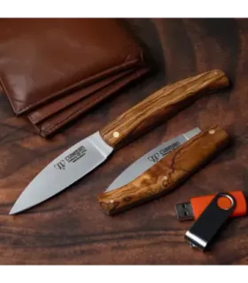 Coltello in acciaio 420 manico in olivo, lama 9 cm. ⚔️