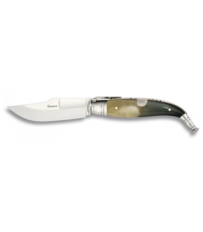 Couteau espagnol avec manche en corne de taureau (lame 6 cm) ⚔️