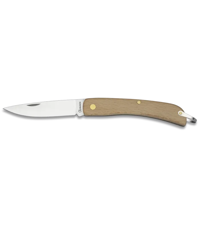 Couteau de poche à manche en bois avec anneau ⚔️