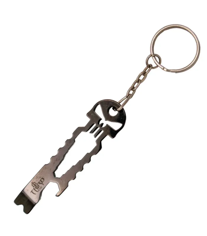 Chaveiro crânio multiuso Third, prateado ⚔️