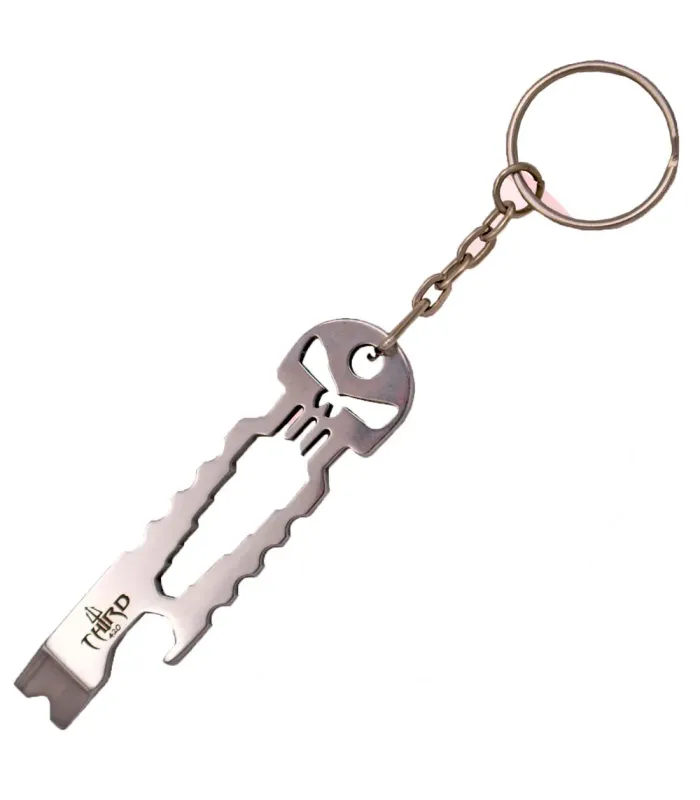 Porte-clés crâne multifonction Third, chromé ⚔️