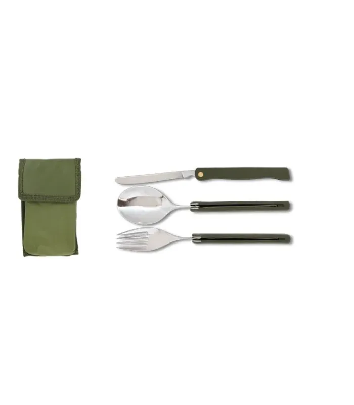 Set de couverts de camping avec 3 pièces en vert ⚔️