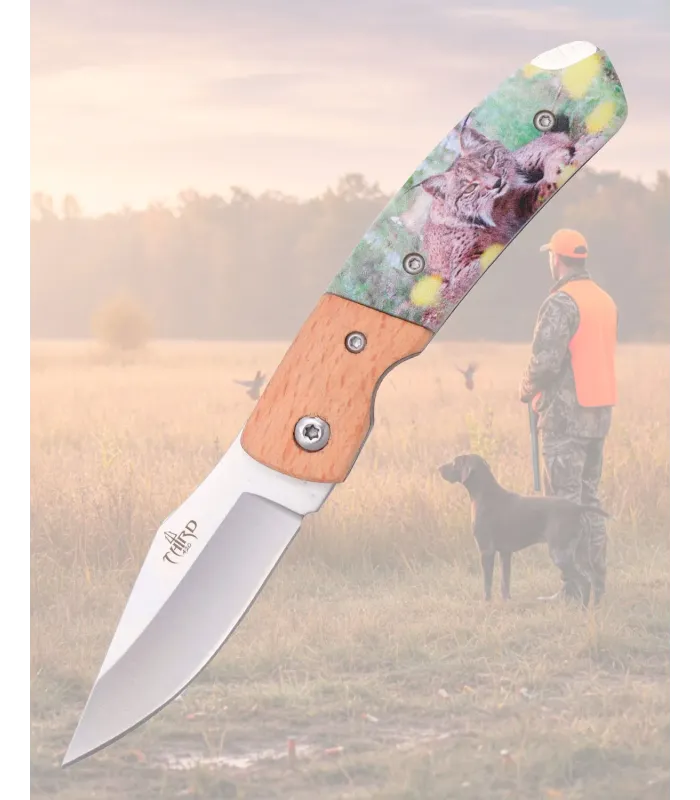 Coltello Third con manico in ABS e decorazione di Lince (15,9 cm.) ⚔️