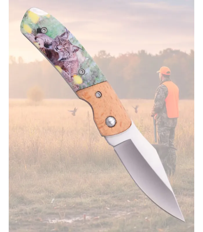 Coltello Third con manico in ABS e decorazione di Lince (15,9 cm.) ⚔️