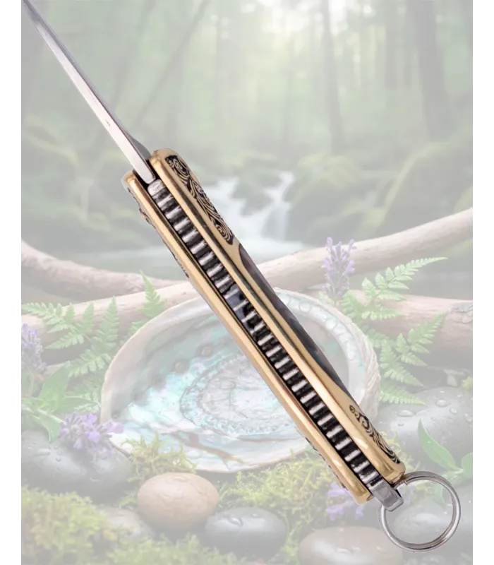 Miniatura cuchillo design abalone lama in acciaio 420 lucido ⚔️