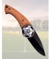 Coltello Pieghevole Calcio Palla Acciaio Lama Nera Legno Faggio ⚔️