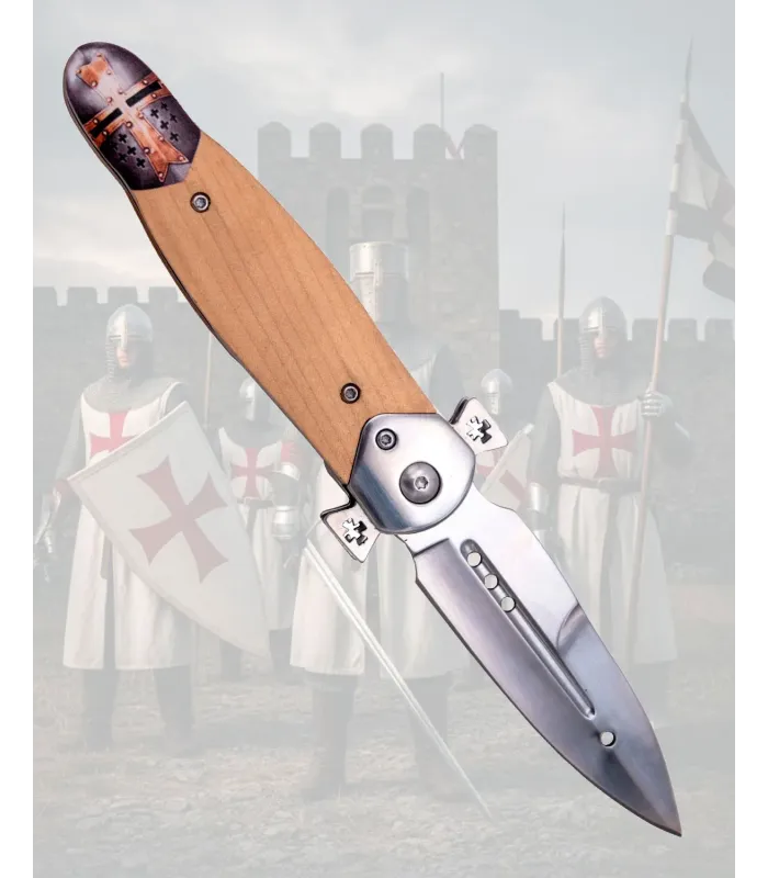 Faca Third Templária com virola em aço e cruzes ⚔️