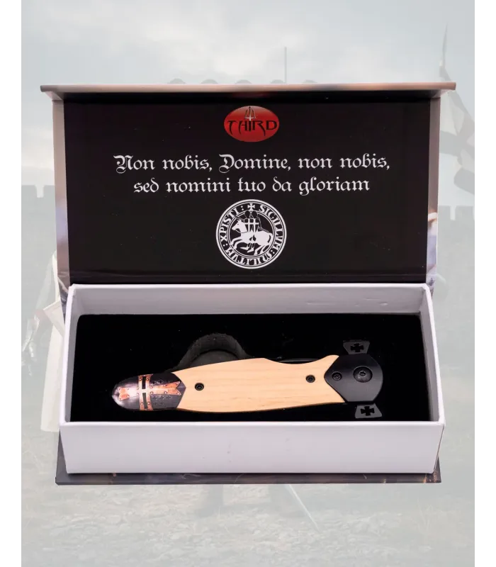 Couteau templier noir de collection en acier 420, lame de 8,1 cm. ⚔️