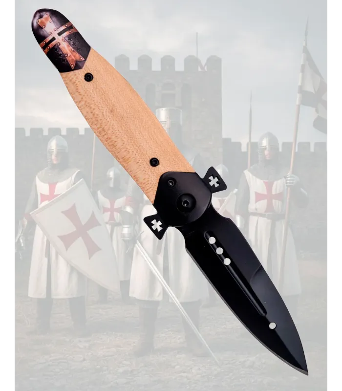 Zwarte Tempeliersmes verzamelaar staal 420 blad 8,1 cm. ⚔️