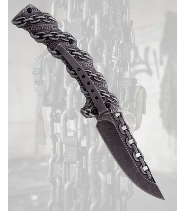 Navaja de bolsillo Third, acero 420, diseño cadena envuelta ⚔️