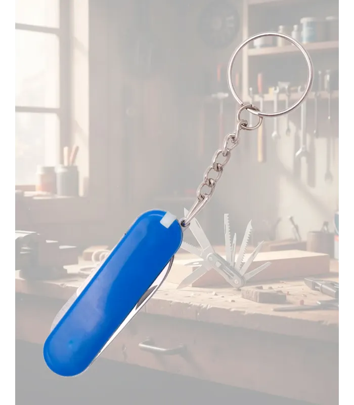 Couteau de poche multifonction 5 en 1 avec manche bleu en ABS ⚔️