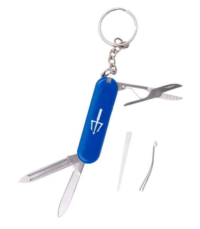 Couteau de poche multifonction 5 en 1 avec manche bleu en ABS ⚔️