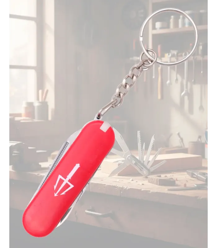 Porte-clés multifonction 5 en 1 avec manche rouge en ABS ⚔️