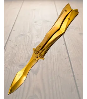 Faca Borboleta Third Aço 420 Titânio Dourado ⚔️