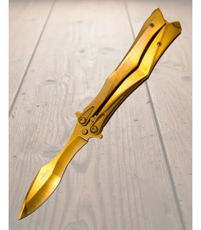 Faca Borboleta Third Aço 420 Titânio Dourado ⚔️