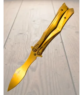 Coltello a farfalla da allenamento senza filo in titanio dorato ⚔️
