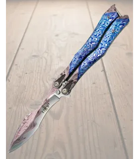 Navaja mariposa Third Acero 420 imitación Damasco ⚔️