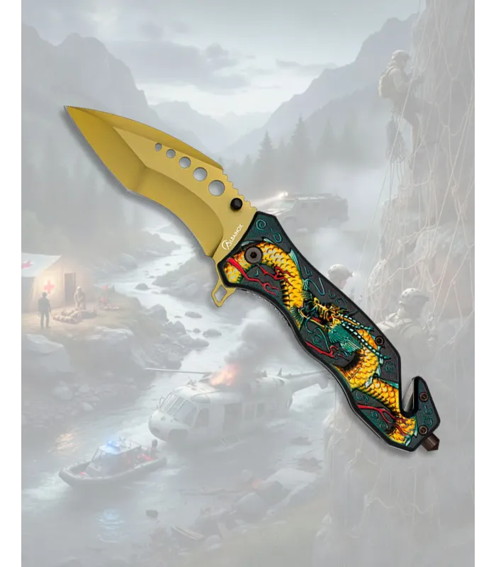 Albainox Taktisches Rettungsmesser Drache Gelb ⚔️