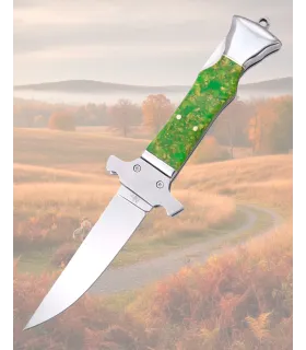 Lommekniv i spejlstål med grøn håndtag (9,3 cm) ⚔️