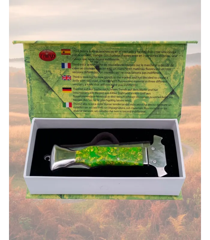 Taschenmesser mit Spiegelstahl und grünem Griff (9,3 cm) ⚔️