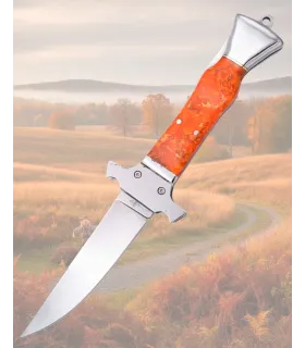 Couteau de poche en acier miroir avec manche orange 9,3 cm ⚔️